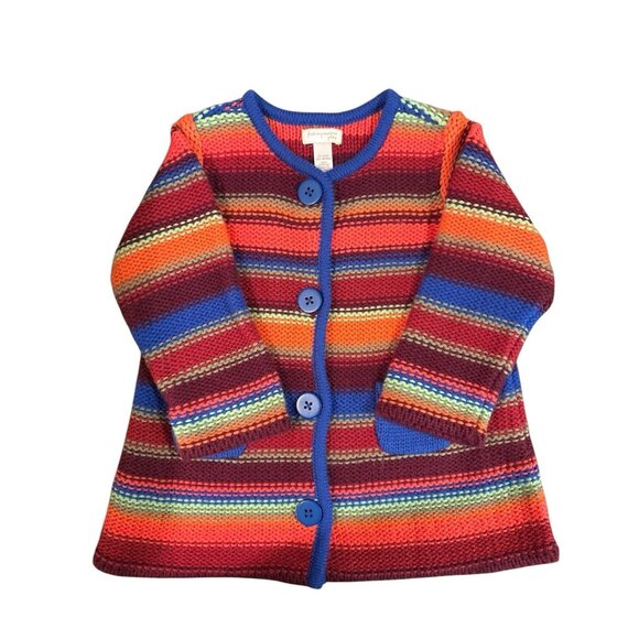 First Impressions Play Girl's Rainbow Stripe Boho Cardigan Sweater 24 Months - Picture 1 of 5